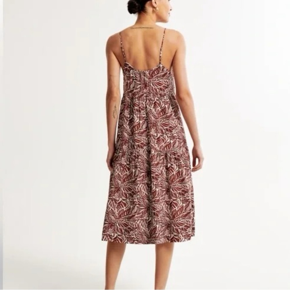ABERCROMBIE | Brown & Cream Trapeze Midi Dress | SIZE XXS - Picture 2 of 8